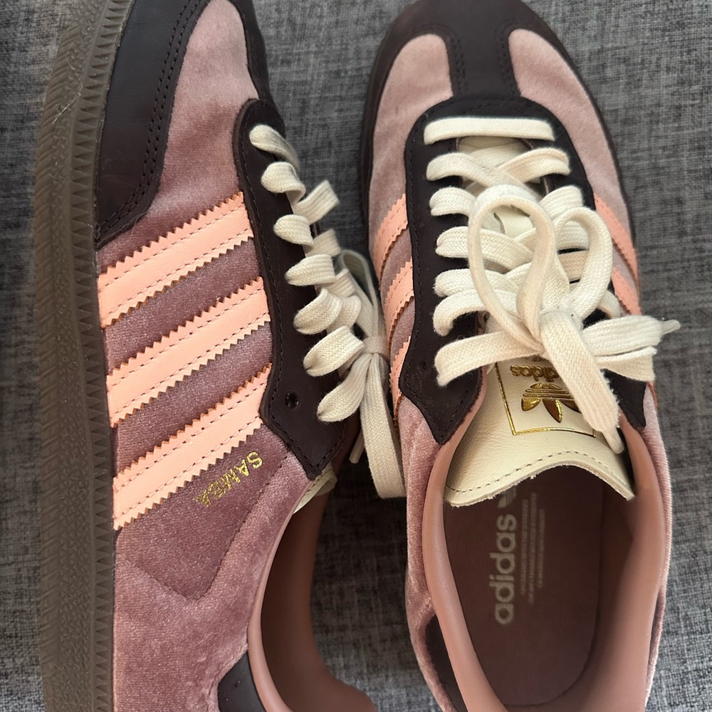 adidas Suede Low-Top Sneakers in Pink and Brown